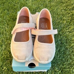 TOMS Mary Jane Shoes Rose Gold Iridescent Droplets Size 10 little girls kids